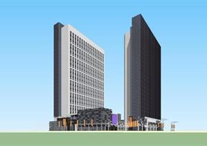 现代风格商业综合体广场建筑设计SU(草图大师)模型