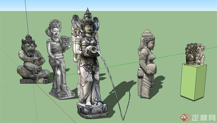 巴厘岛雕塑组件集SU精致设计模型(2)