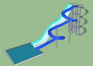 水上世界大型滑梯SU(草图大师)精致设计模型
