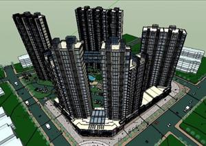 某小区高层住宅建筑设计方案SU(草图大师)模型