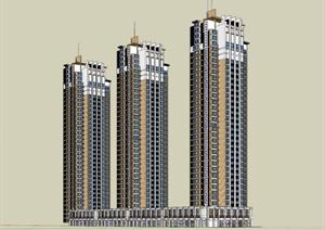 居住高层公寓+商业建筑设计方案SU(草图大师)模型