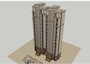 古典高层住宅建筑设计SU(草图大师)模型