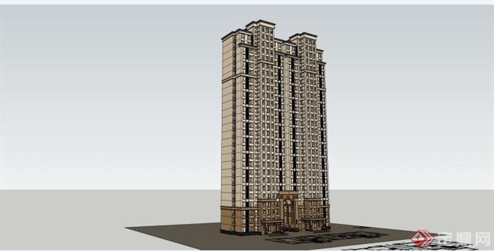 古典高层住宅建筑设计SU模型(2)