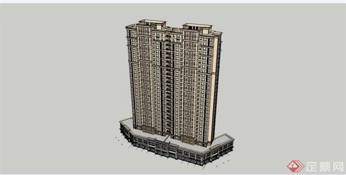 古典风格高层建筑设计方案SU模型(2)