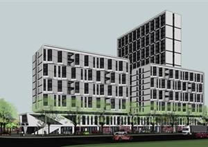 现代风格公寓楼建筑设计超精细SU(草图大师)模型