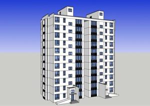 徽派中式高层住宅建筑设计方案SU(草图大师)模型