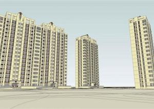 现代新古典住宅区规划设计SU(草图大师)模型