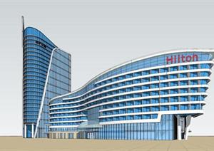 某希尔顿酒店建筑设计方案SU(草图大师)模型