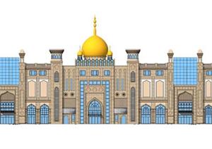 一个伊斯兰风格的酒店建筑设计方案SU(草图大师)精致模型