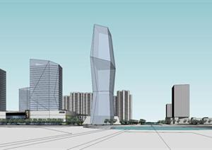 哈尔滨B地商业综合体建筑设计SU(草图大师)精致模型