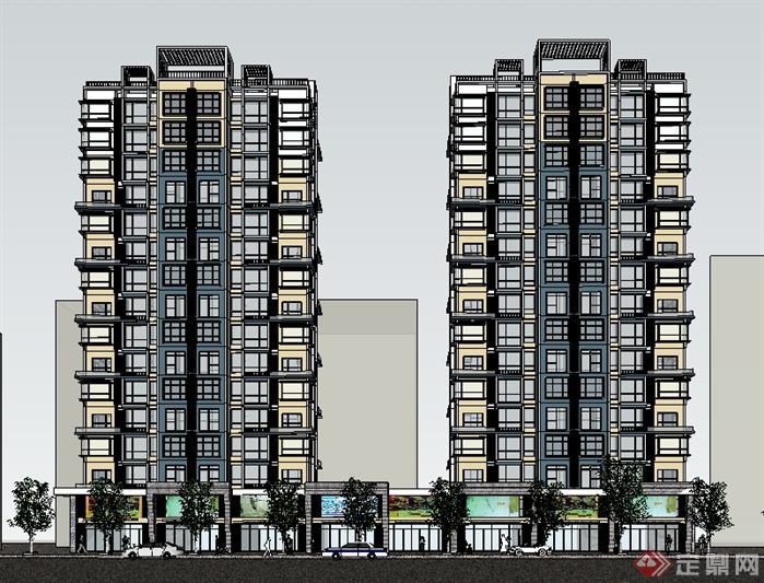 带底商的高层住宅sketchup模型(3)