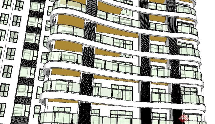 现代高层住宅sketchup模型(6)