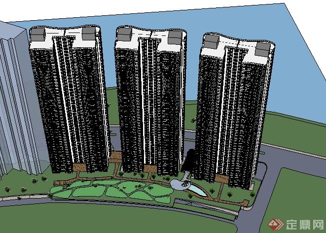 现代高层住宅sketchup模型(6)