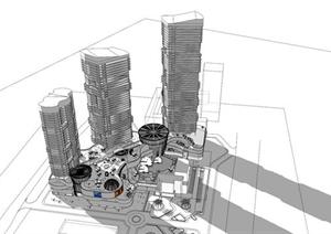 一个海边的综合体建筑设计项目SU(草图大师)精致模型