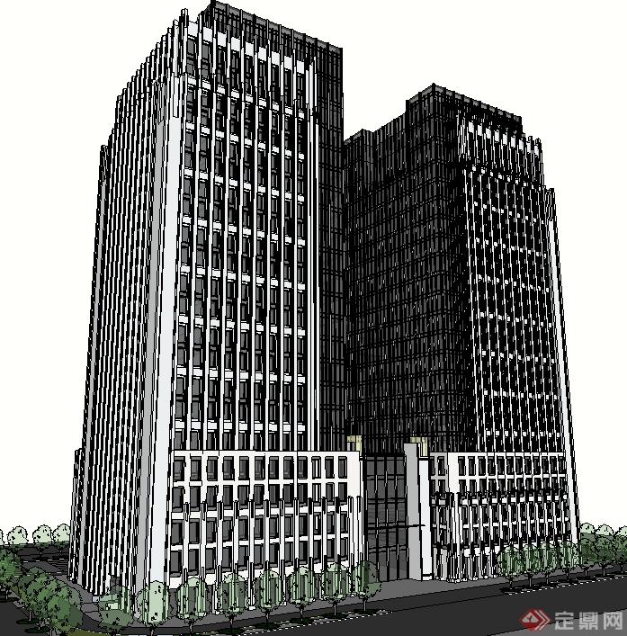 综合酒店+办公大厦项目方案SU精致设计模型(3)