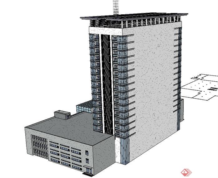 广播大厦建筑方案SU精致设计模型(3)