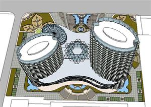 绿森生态酒店建筑方案SU(草图大师)精致设计模型