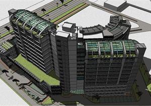 现代产科综合医院建筑SU(草图大师)精致设计模型