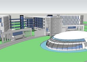 某现代风格地行政中心建筑设计SU(草图大师)精致模型