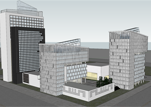 某政府办公和商业大厦建筑设计方案SU(草图大师)模型