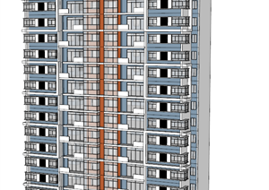 某现代住宅高层双拼建筑方案设计SU(草图大师)模型