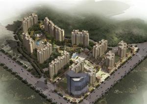 贵州某高层商住楼楼盘精细sketchup模型+建筑施工图+高清效果图