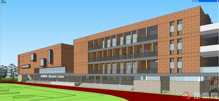 某地小学校区建筑群整体su精致模型(7)
