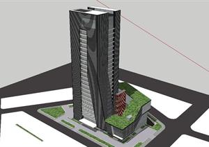 现代的办公大楼 高层办公楼建筑设计sketchup模型
