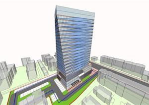 现代高层办公楼建筑设计sketchup模型