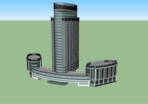 现代高层酒店单体建筑SU(草图大师)模型