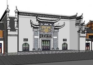 河南某新中式会馆建筑SU(草图大师)模型设计