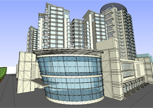 某商业+住宅建筑设计方案SU(草图大师)模型
