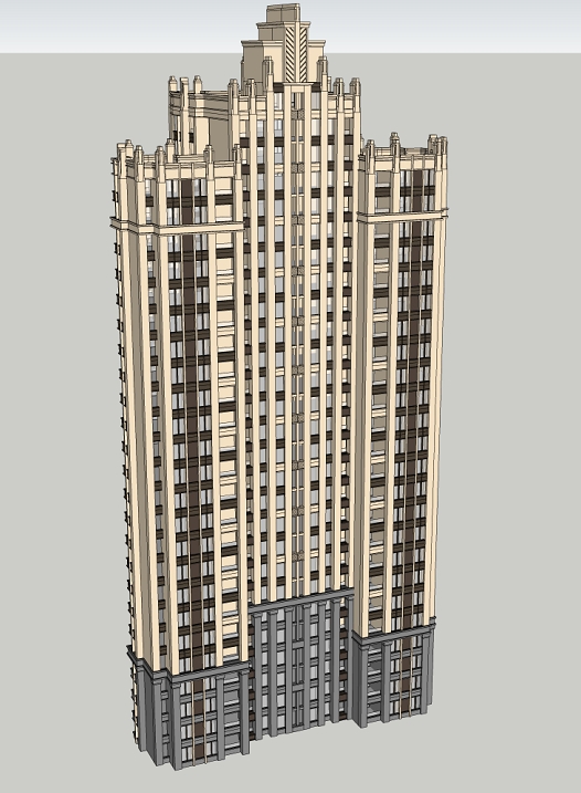 ArtDeco建筑风格住宅楼（带效果图）SU精致设计模型(2)