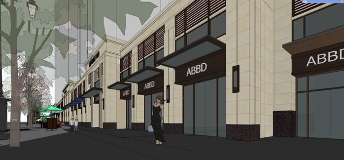 artdeco风格商业风情街SU精致设计模型(6)