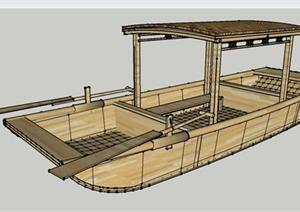 带蓬木船设计SU(草图大师)模型