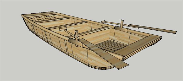 一艘小木船su模型