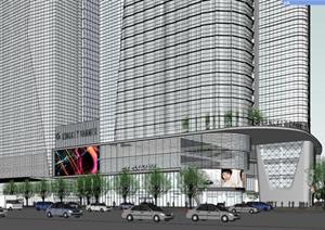 滨河时代广场商业建筑SU(草图大师)精致设计模型