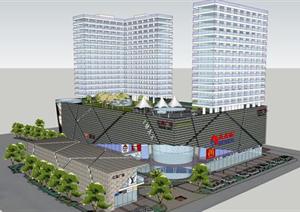 红商广场综合建筑方案SU(草图大师)精致设计模型