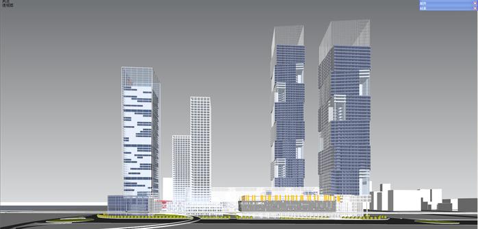 城市中心区规划方案SU精致设计模型(6)