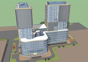 城市酒店综合体SketchUp精致设计模型