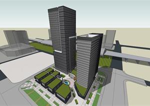 超高层商务综合体建筑SketchUp精致设计模型