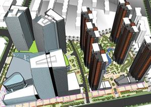 阳光海岸办公综合体 住宅方案SketchUp精致设计模型