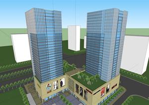 建设大厦建筑方案SketchUp精致设计模型