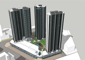 一个商业超高层住宅建筑项目SketchUp精致设计模型