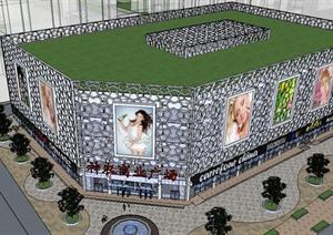 神龙商业广场建筑SketchUp精致设计模型