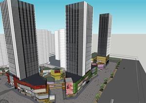 光明广场商业综合体建筑SketchUp精致设计模型