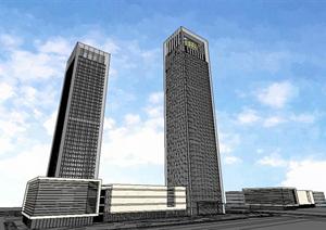 超高层金融大厦建筑SketchUp精致设计模型