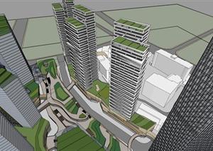 潘家湾商务综合体建筑SketchUp精致设计模型