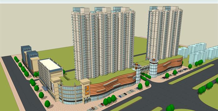 临街商务+住宅项目SketchUp精致设计模型(1)
