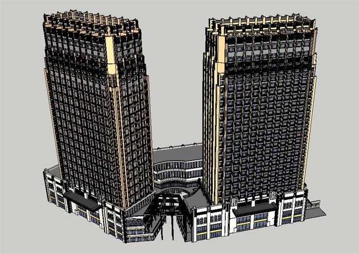 新古典商业综合体建筑设计方案鸟瞰图(1)